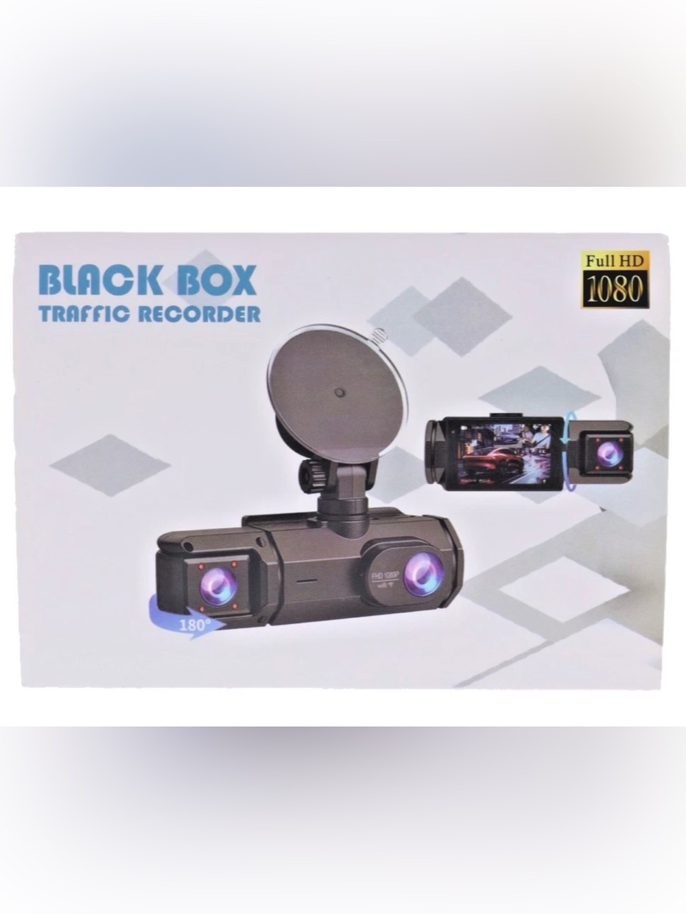 Dual-Lens Car Dash Camera - Black